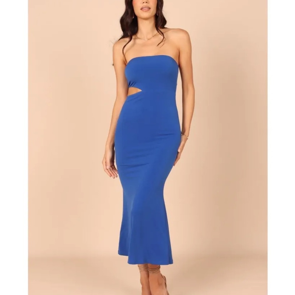Petal & Pup Blue Strapless Cocktail Gown NWOT